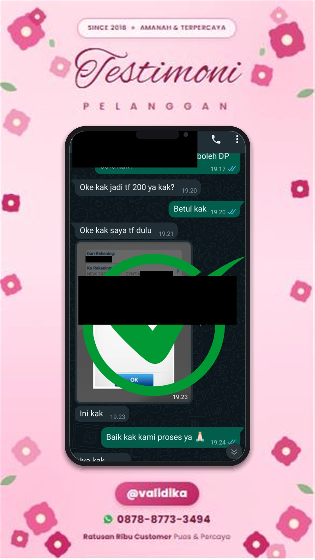 Bukti testimoni pelanggan