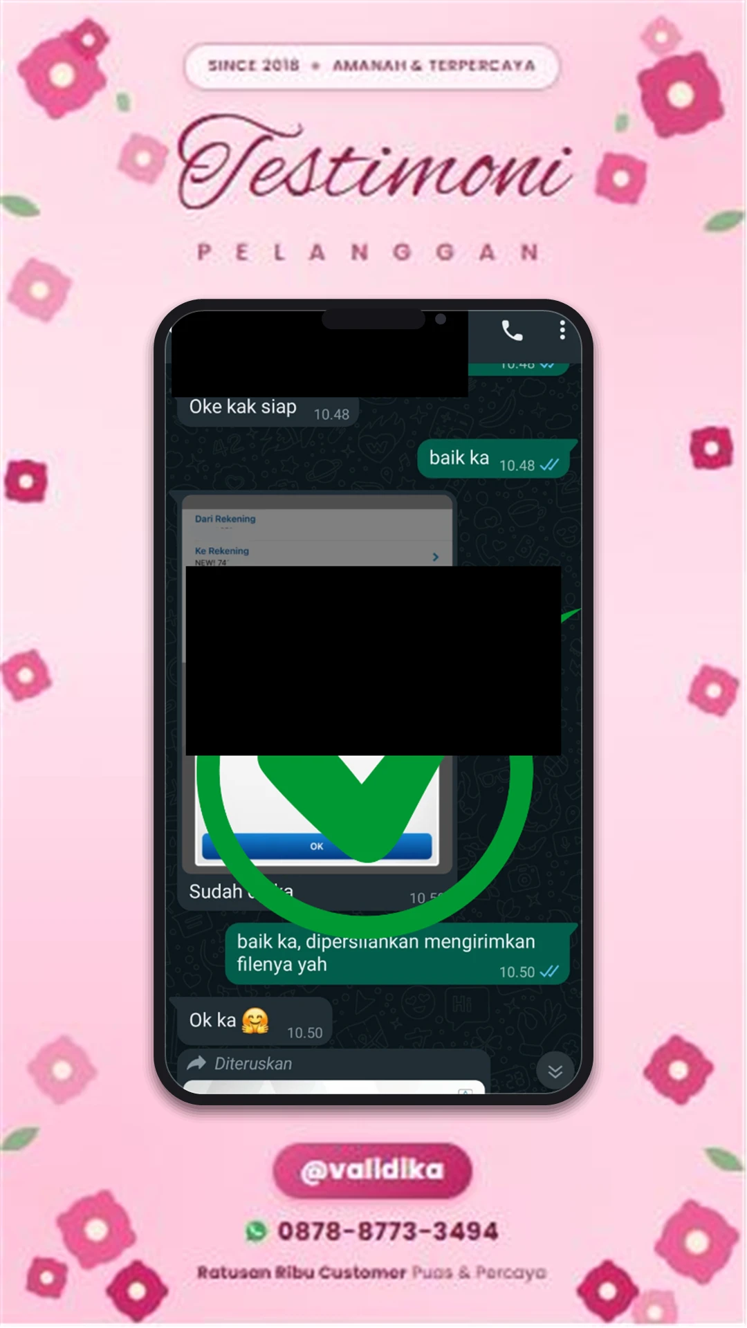 Bukti testimoni pelanggan
