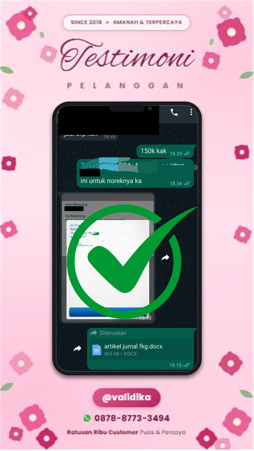 Bukti testimoni pelanggan