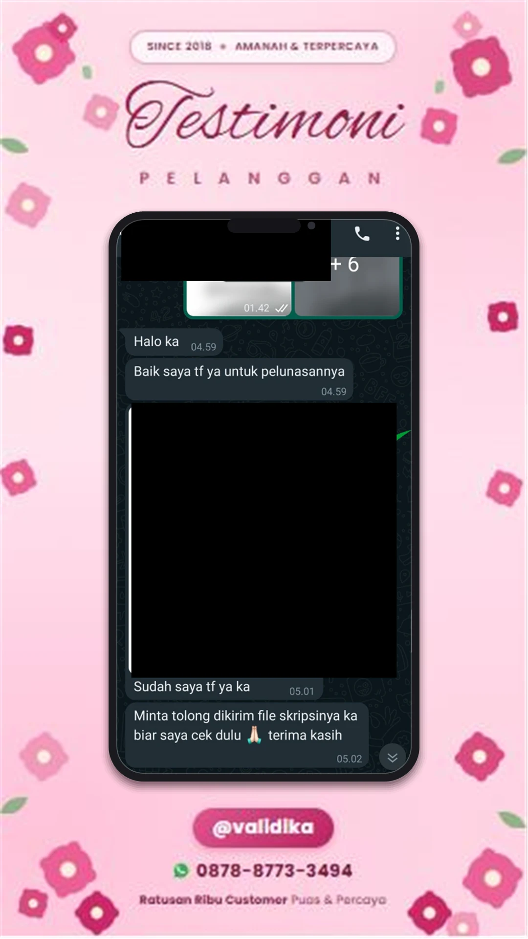 Bukti testimoni pelanggan