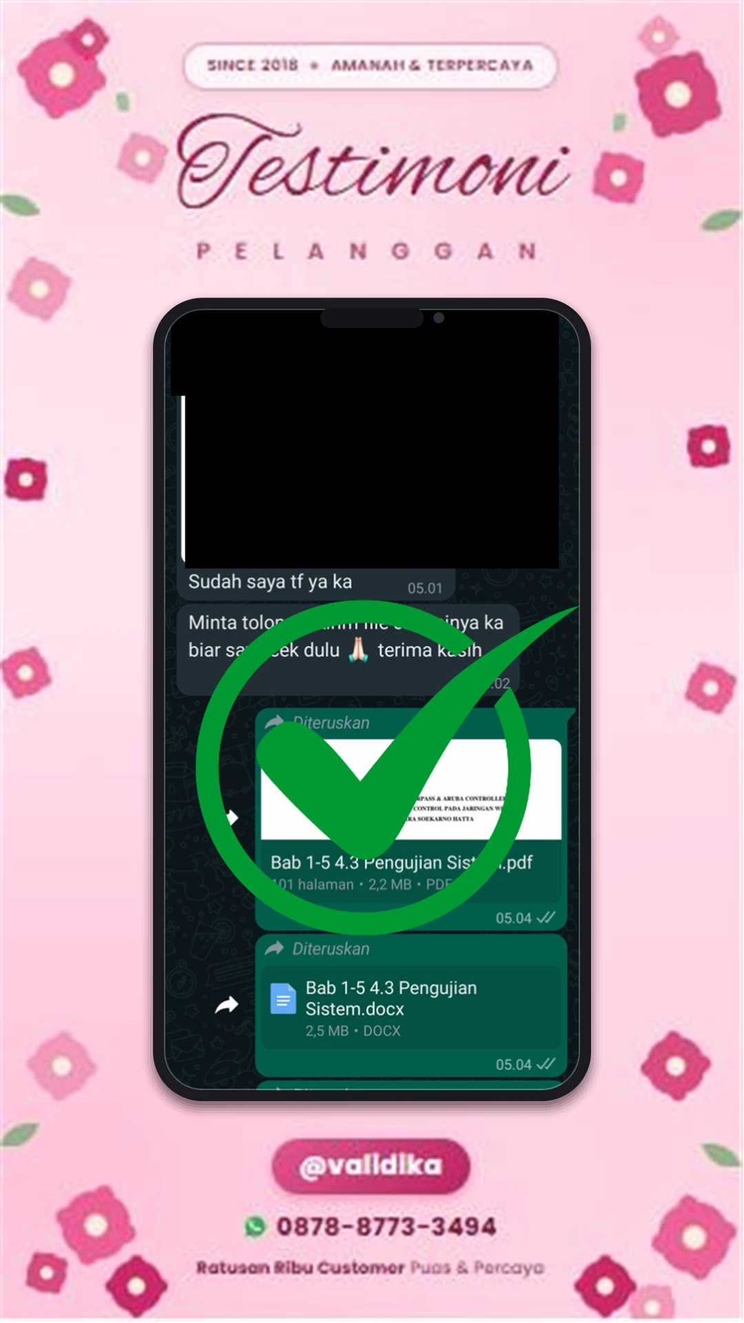 Bukti testimoni pelanggan