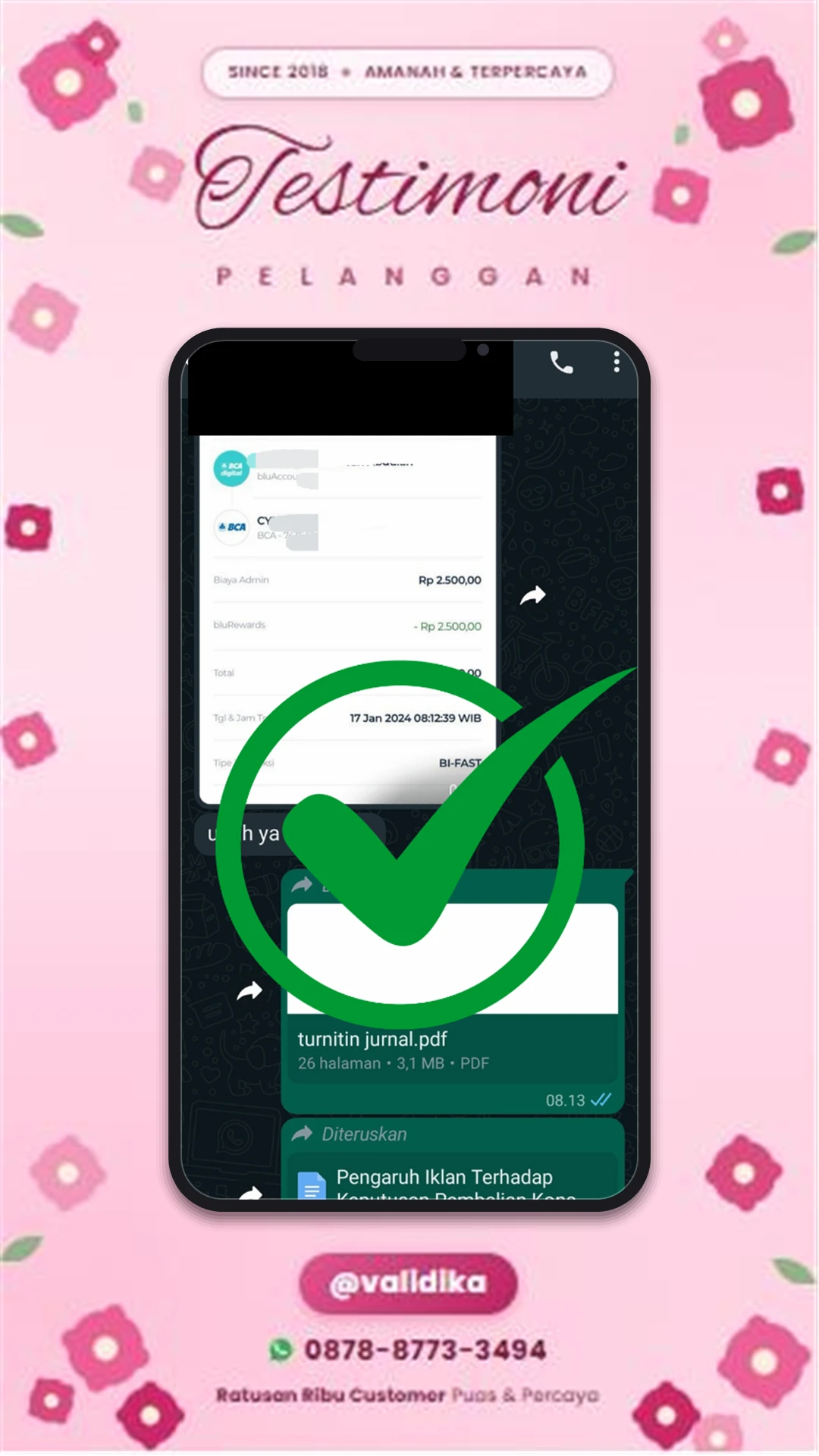 Bukti testimoni pelanggan