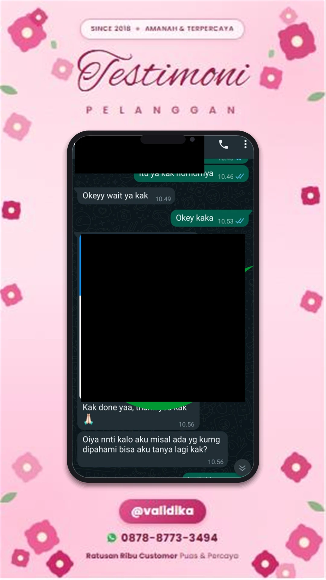 Bukti testimoni pelanggan