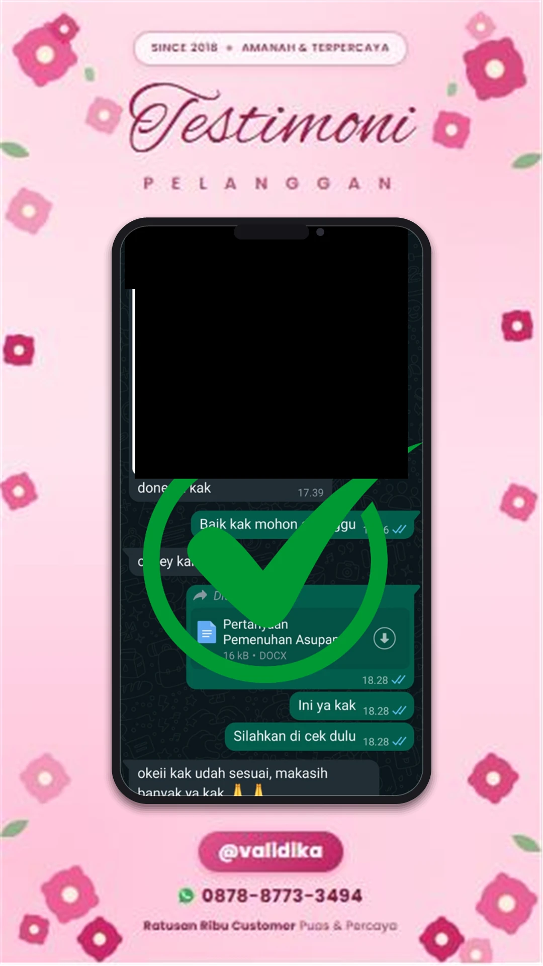 Bukti testimoni pelanggan