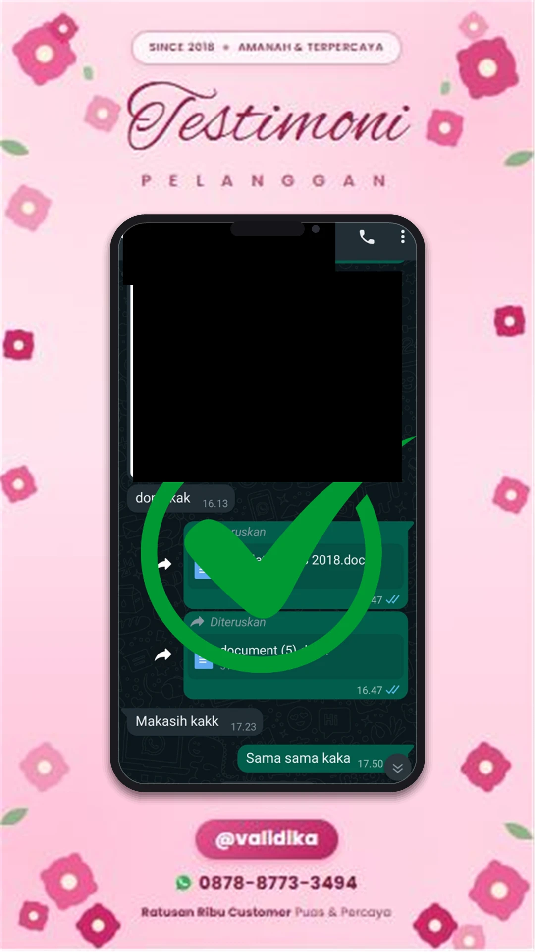 Bukti testimoni pelanggan