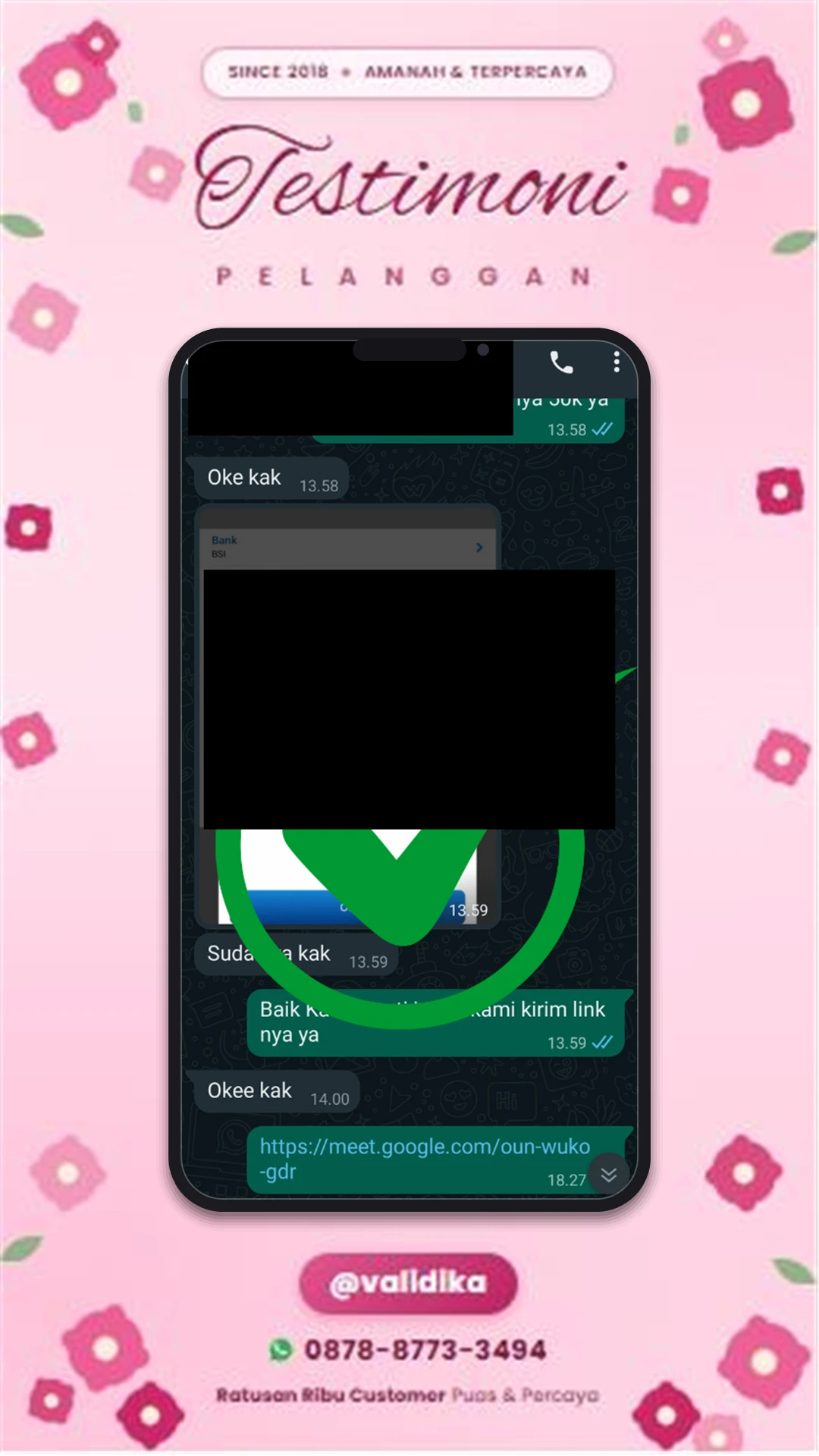 Bukti testimoni pelanggan