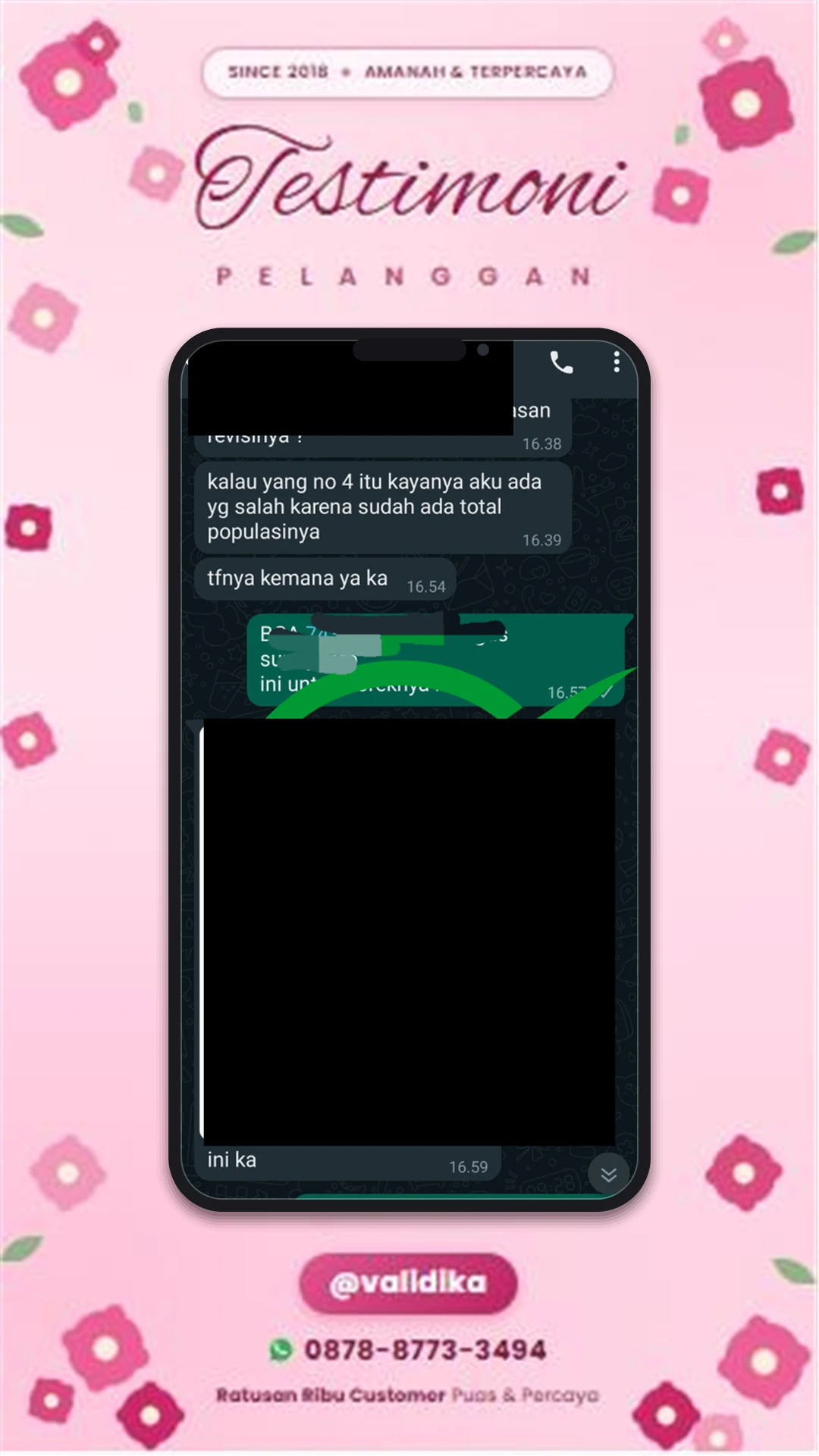 Bukti testimoni pelanggan