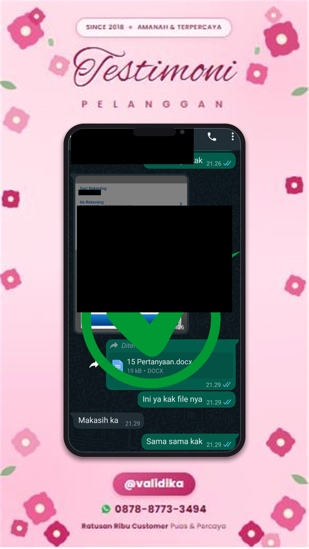 Bukti testimoni pelanggan