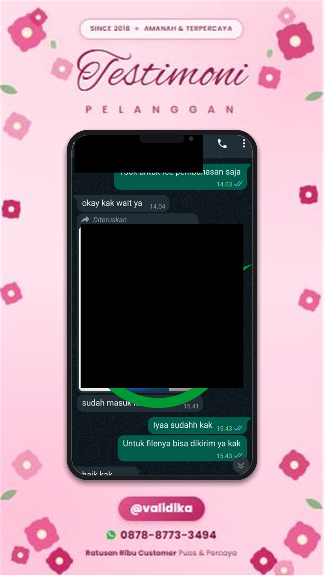 Bukti testimoni pelanggan