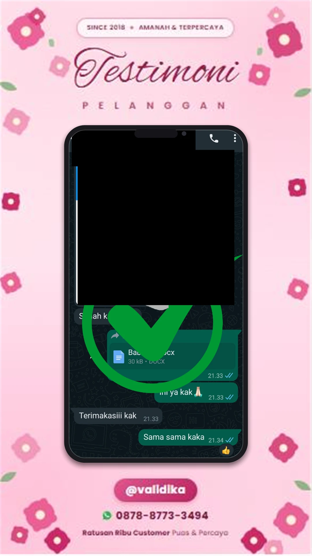 Bukti testimoni pelanggan