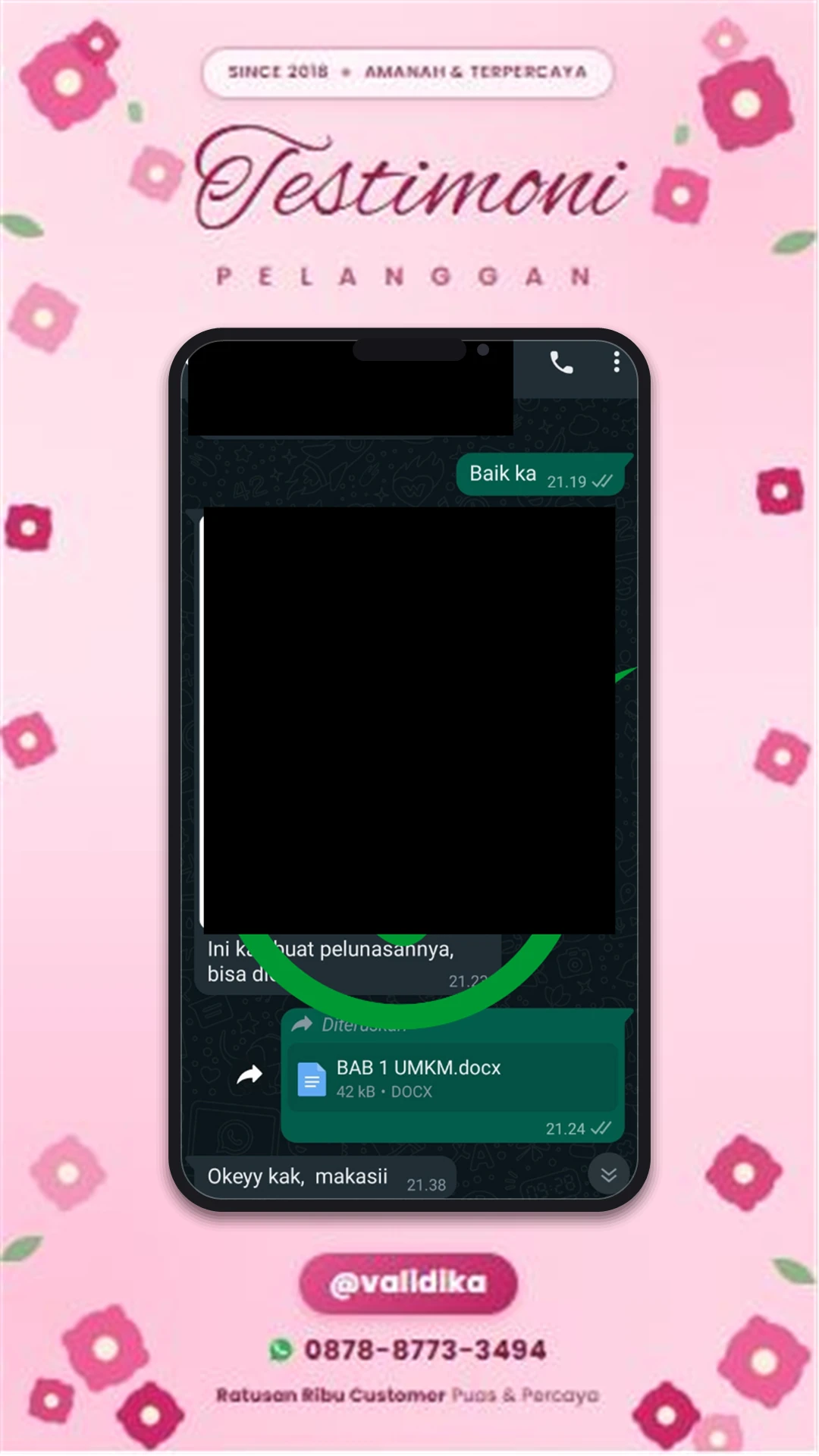 Bukti testimoni pelanggan