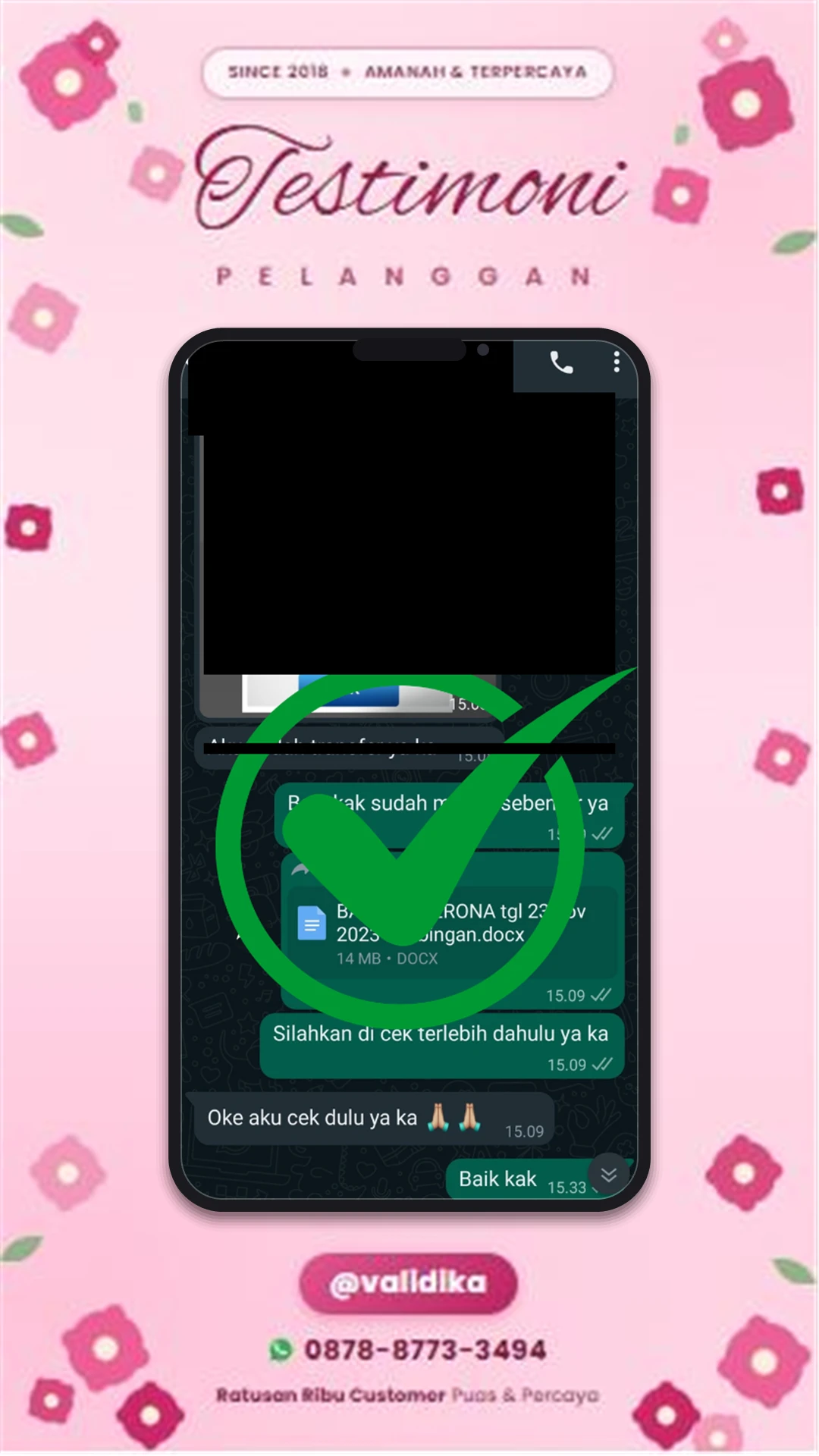 Bukti testimoni pelanggan