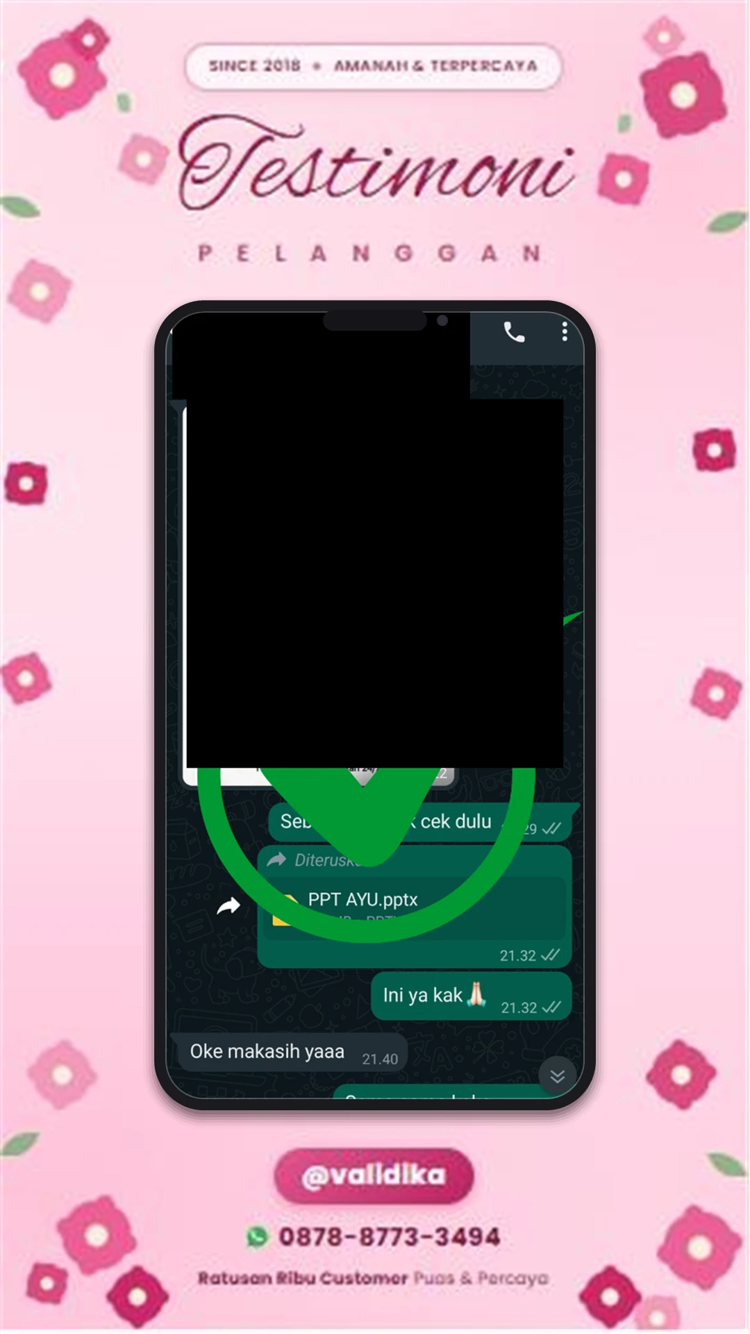 Bukti testimoni pelanggan