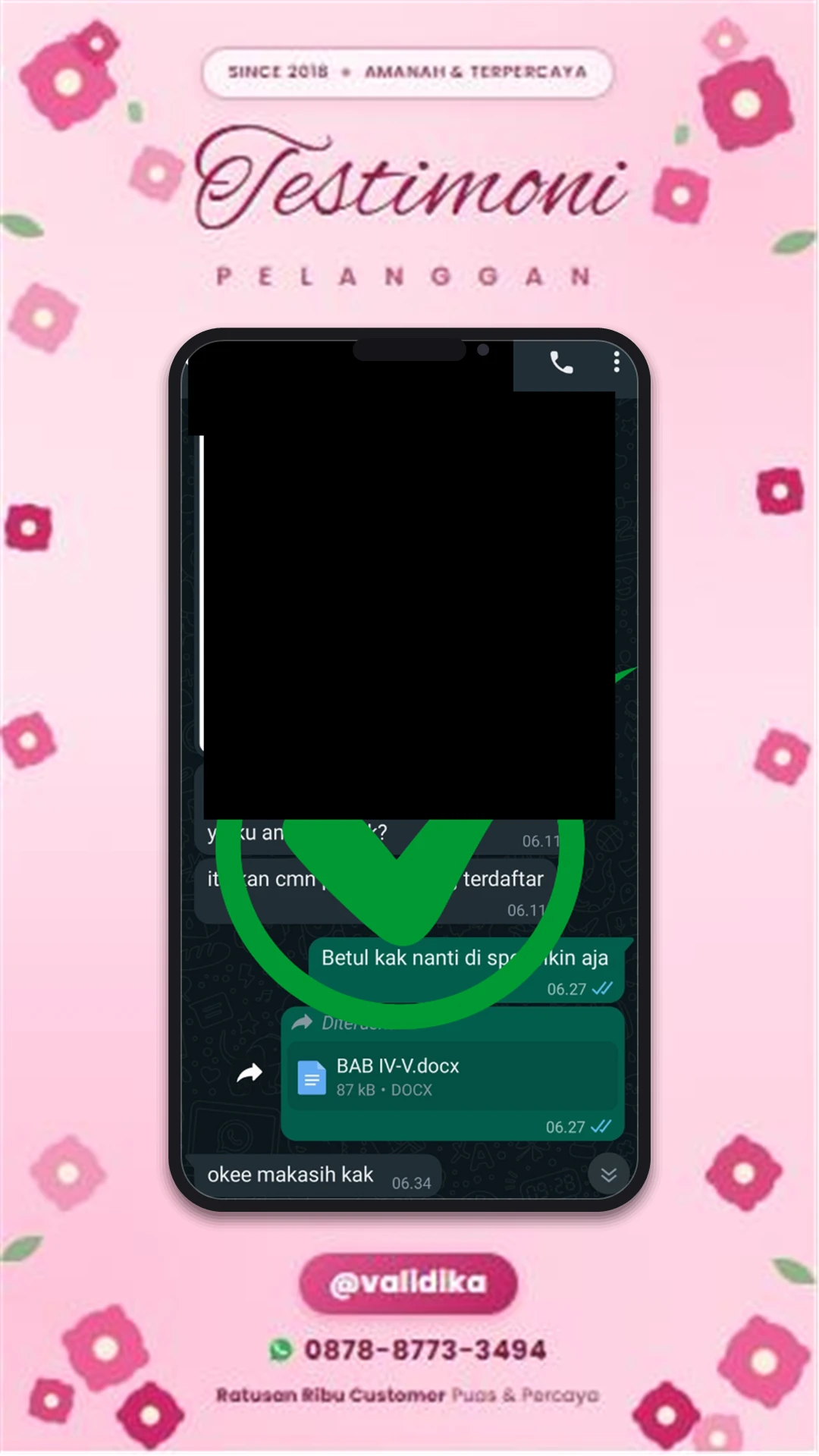 Bukti testimoni pelanggan
