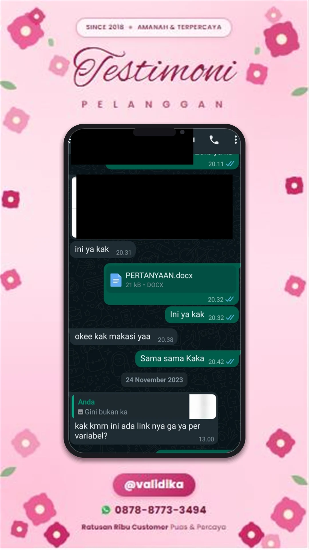 Bukti testimoni pelanggan