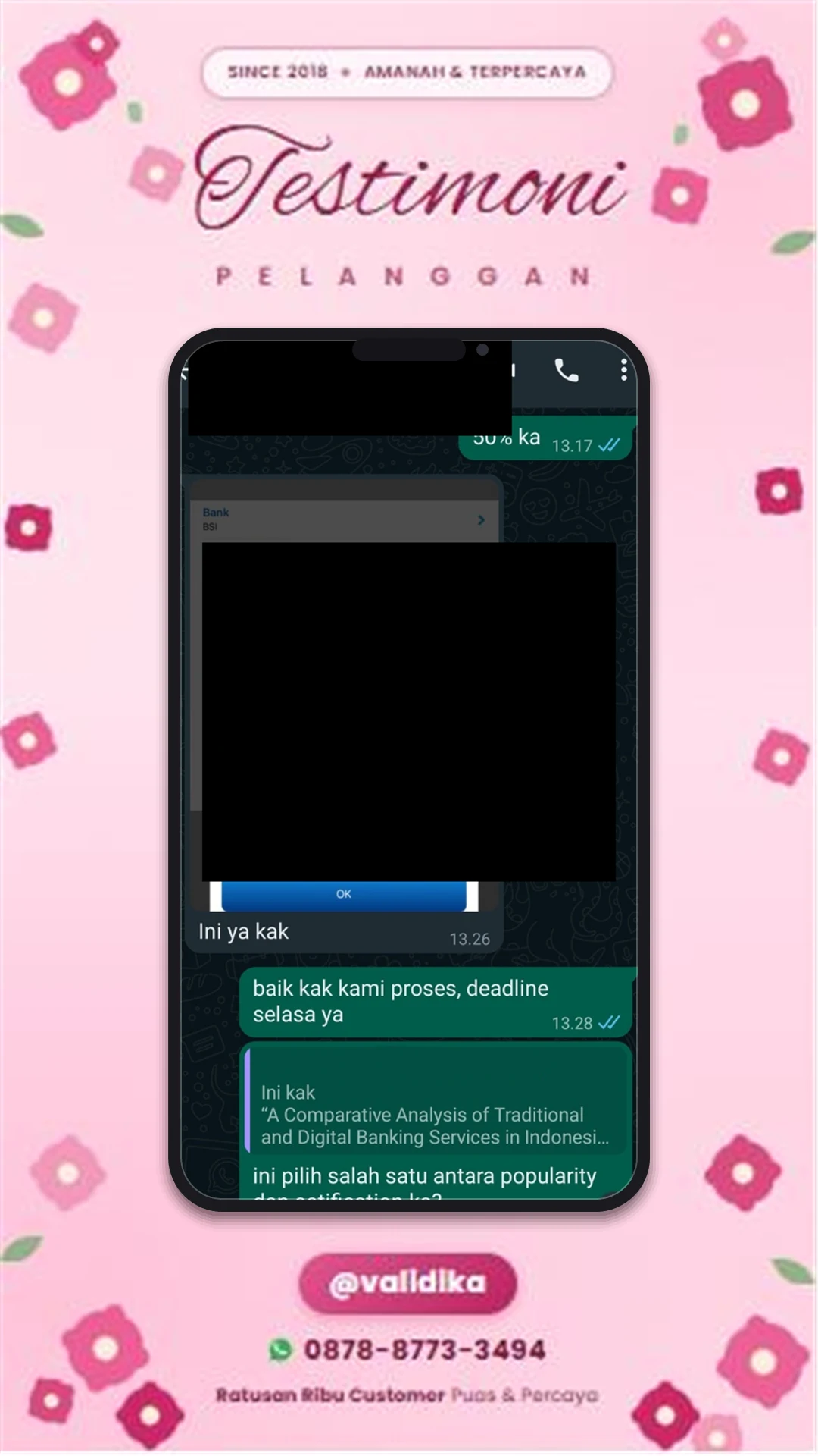 Bukti testimoni pelanggan