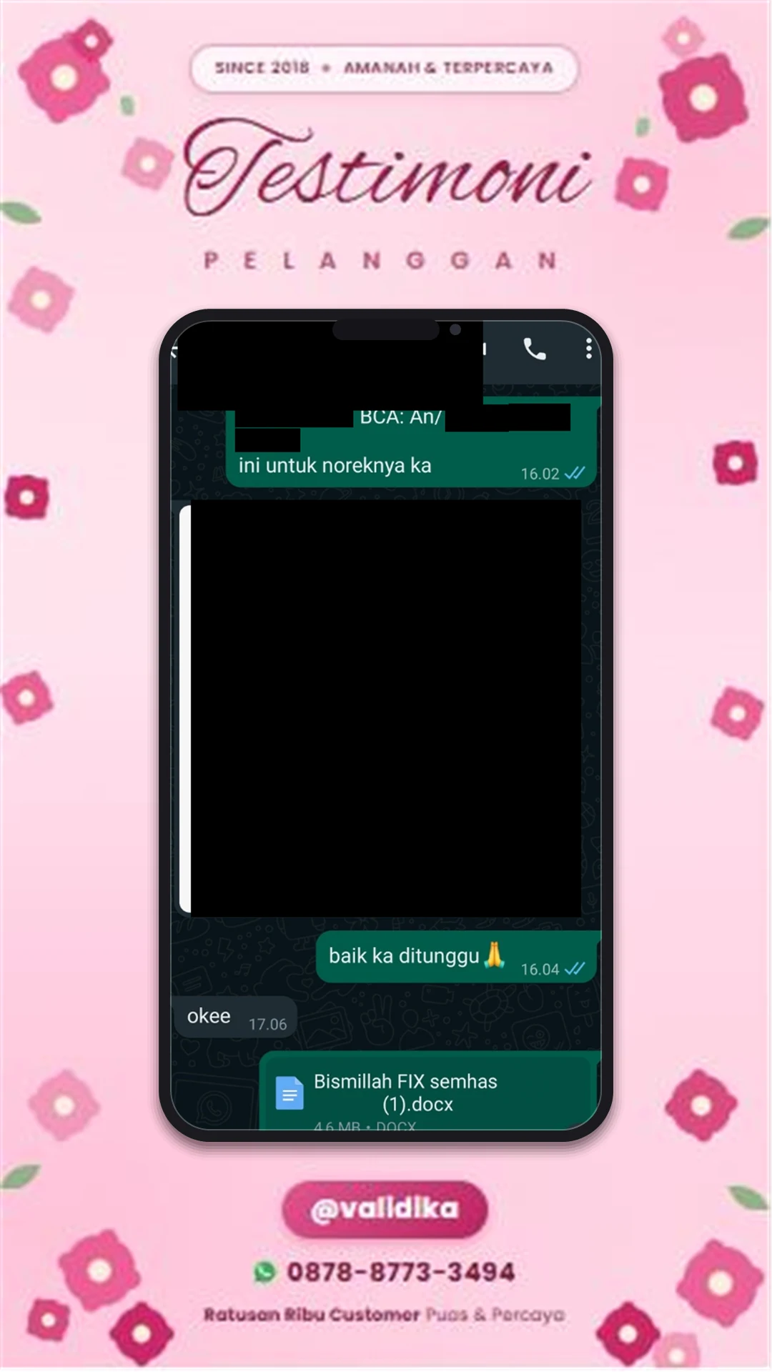 Bukti testimoni pelanggan
