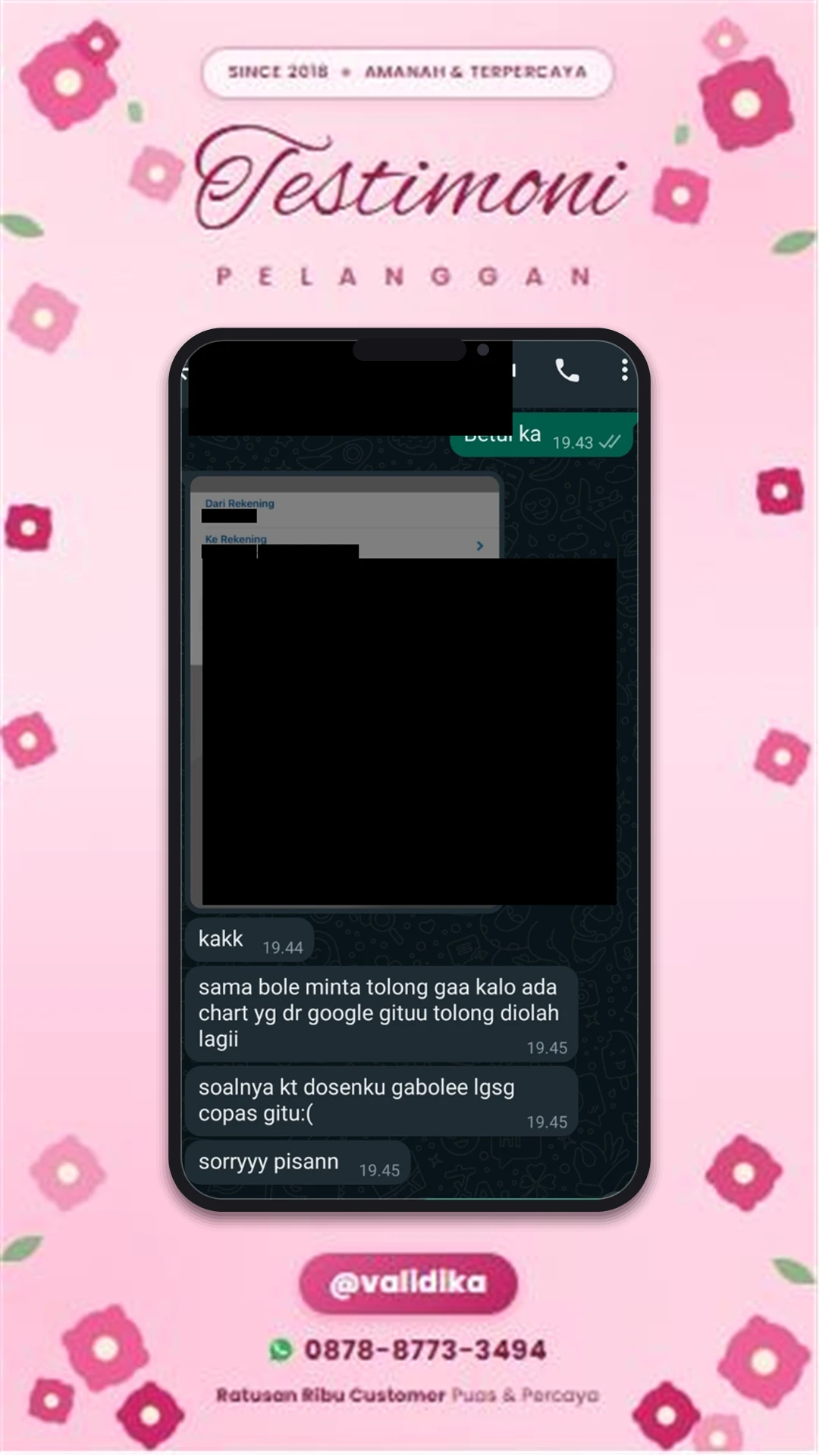 Bukti testimoni pelanggan