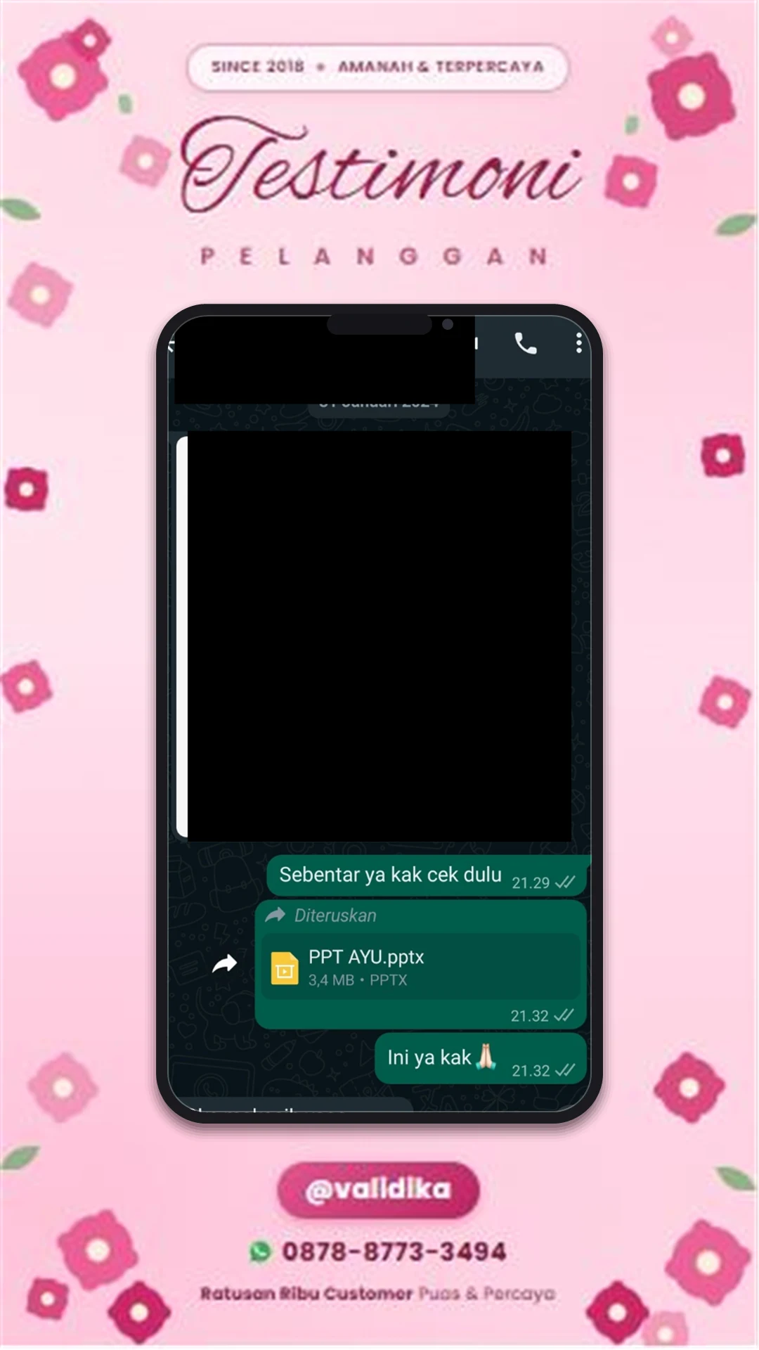 Bukti testimoni pelanggan