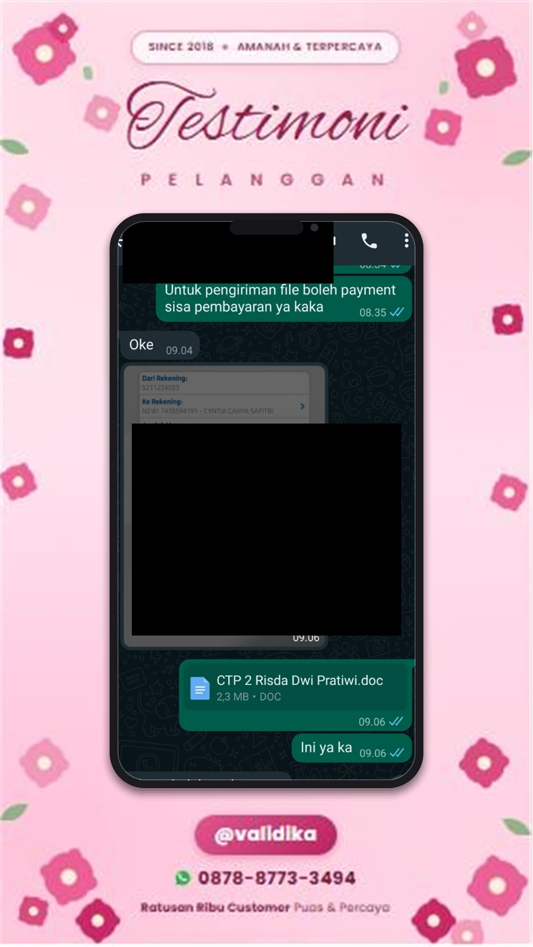 Bukti testimoni pelanggan