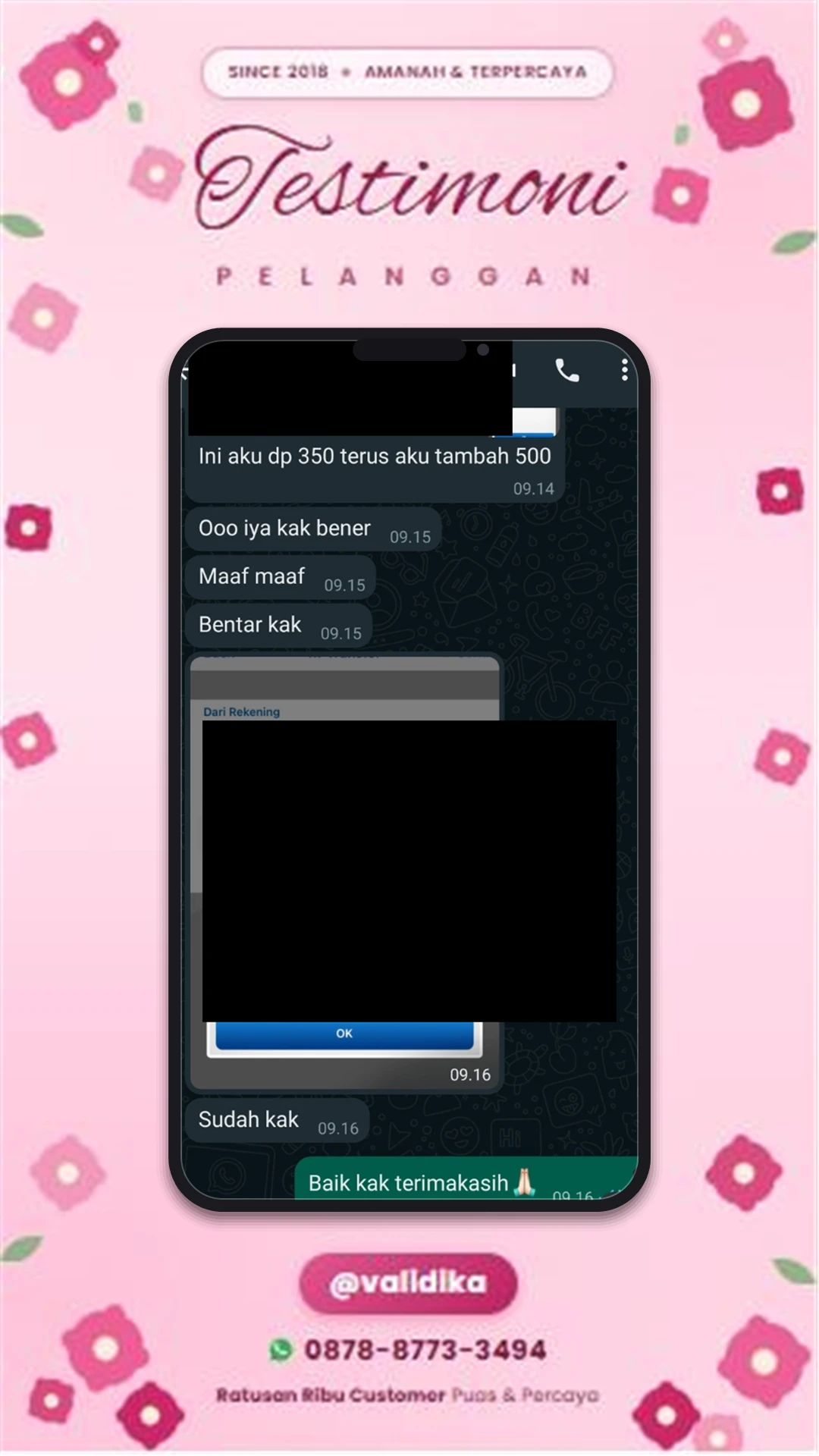 Bukti testimoni pelanggan
