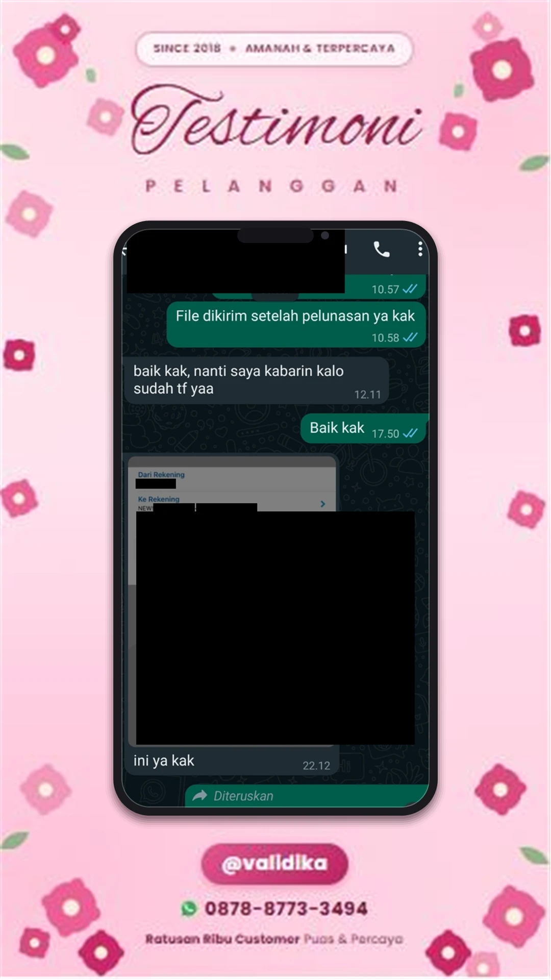 Bukti testimoni pelanggan
