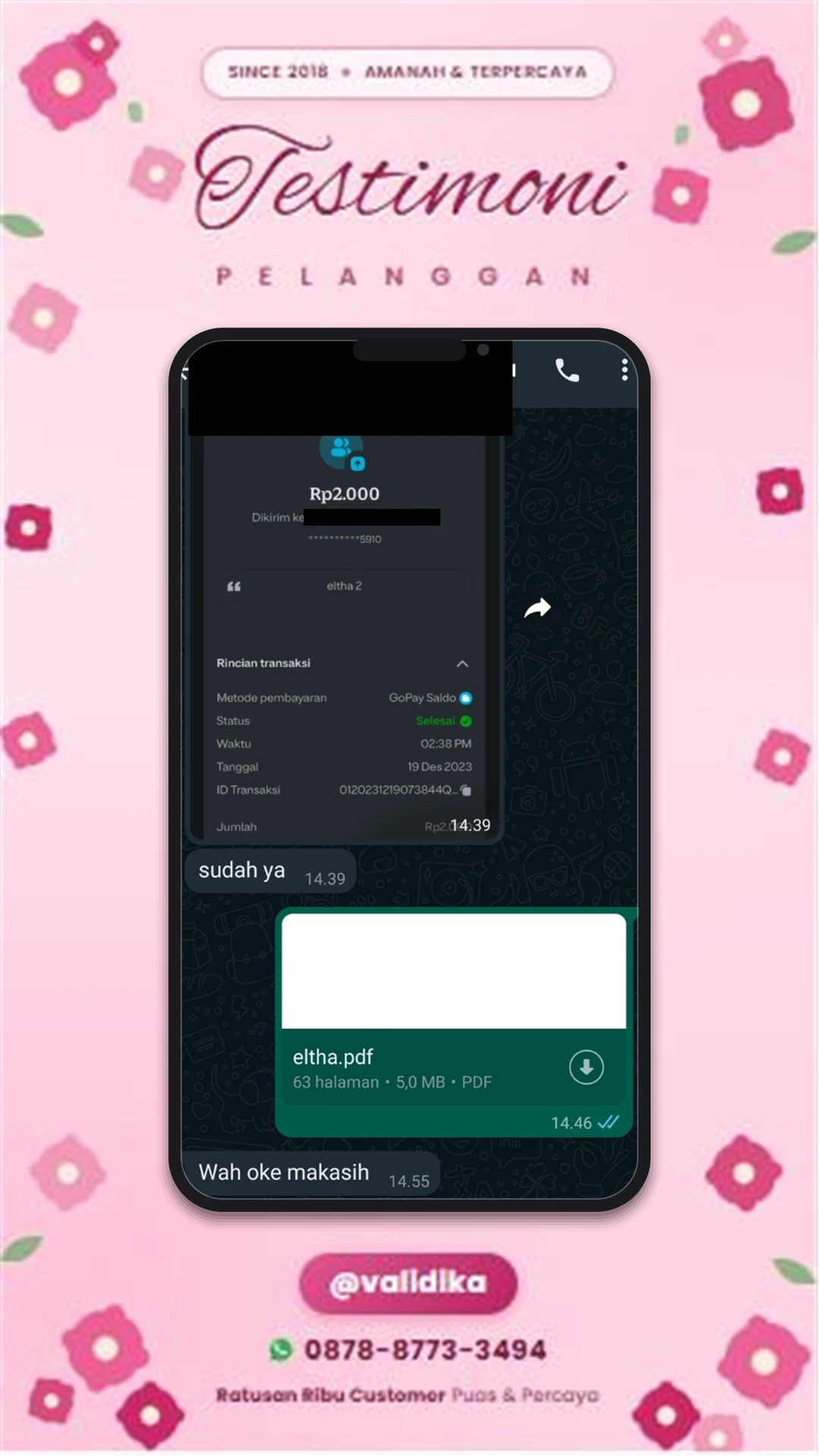 Bukti testimoni pelanggan