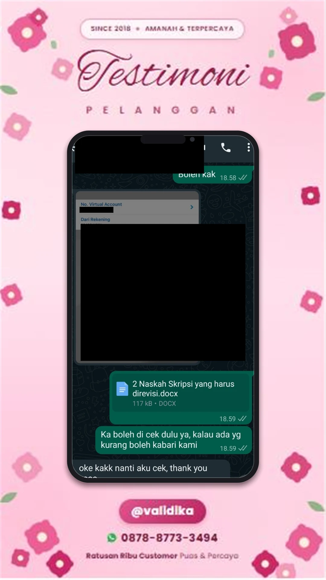 Bukti testimoni pelanggan
