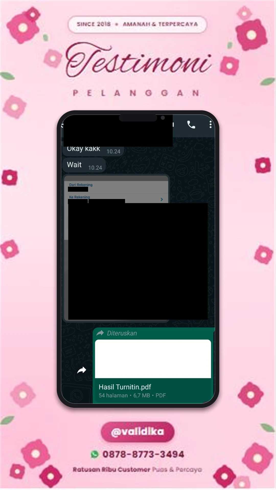 Bukti testimoni pelanggan