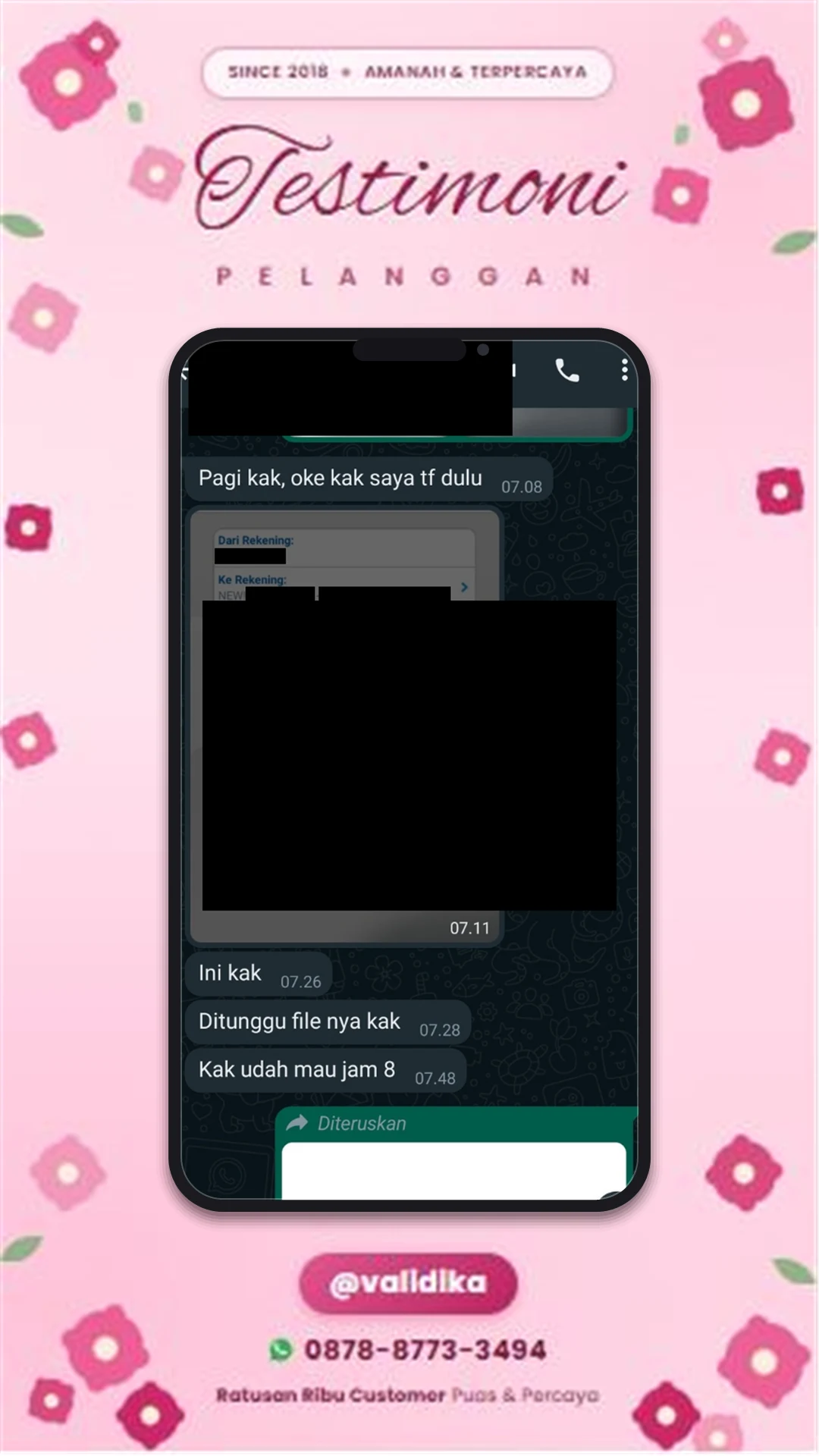 Bukti testimoni pelanggan