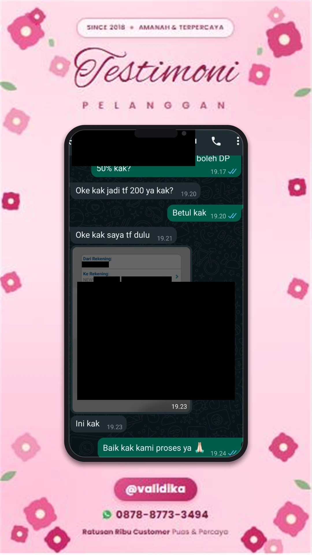 Bukti testimoni pelanggan
