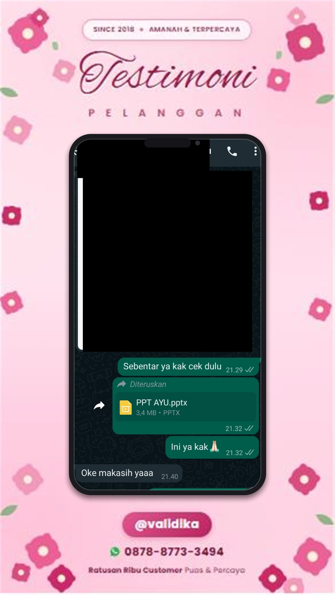 Bukti testimoni pelanggan
