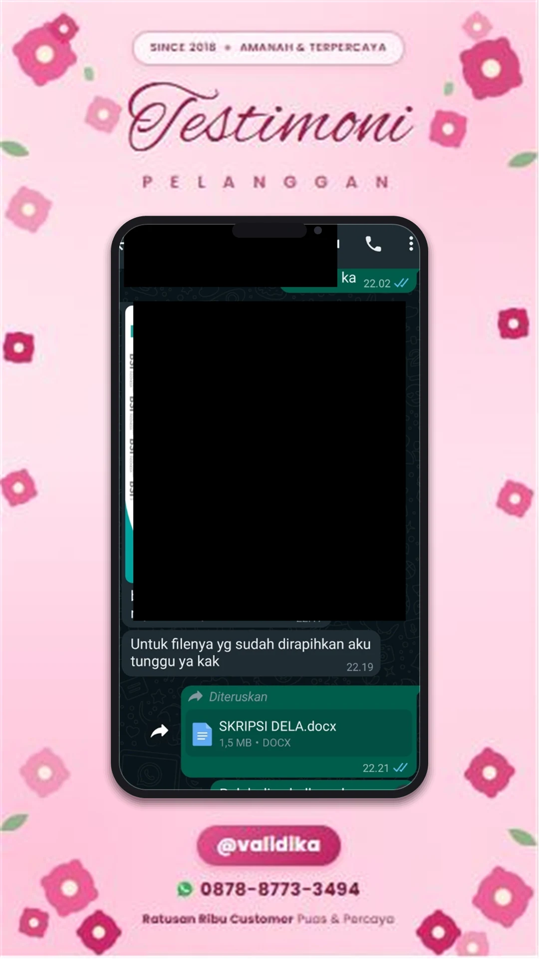 Bukti testimoni pelanggan