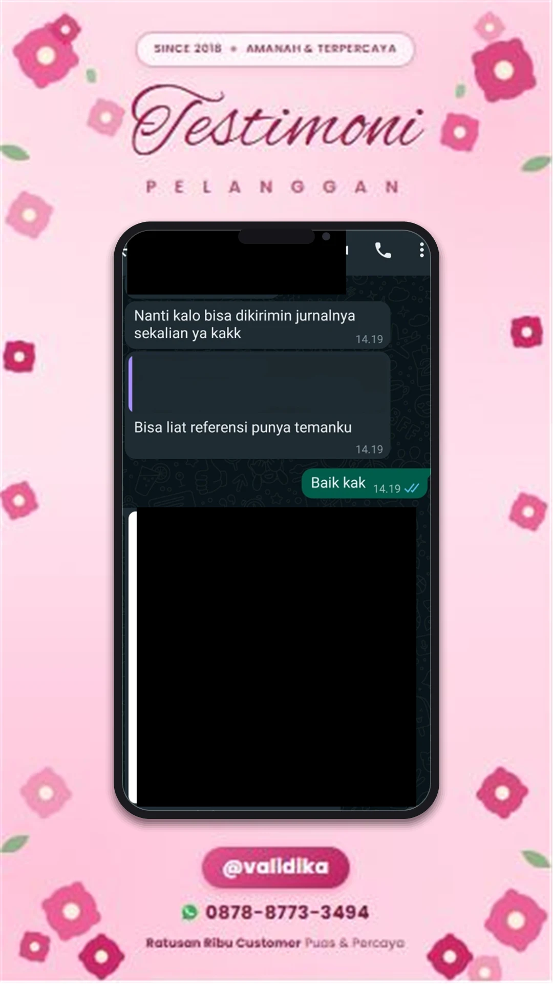 Bukti testimoni pelanggan