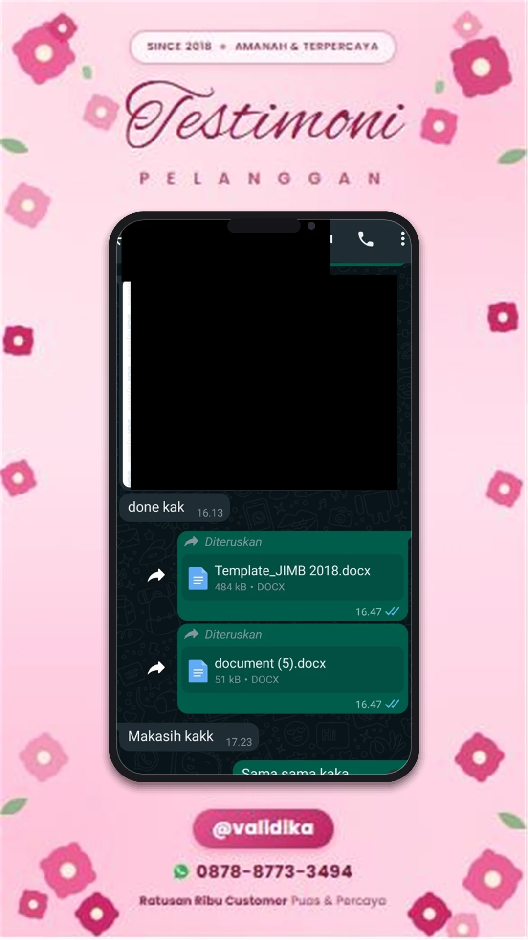 Bukti testimoni pelanggan