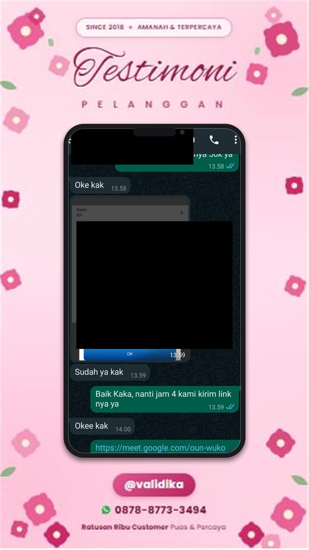 Bukti testimoni pelanggan