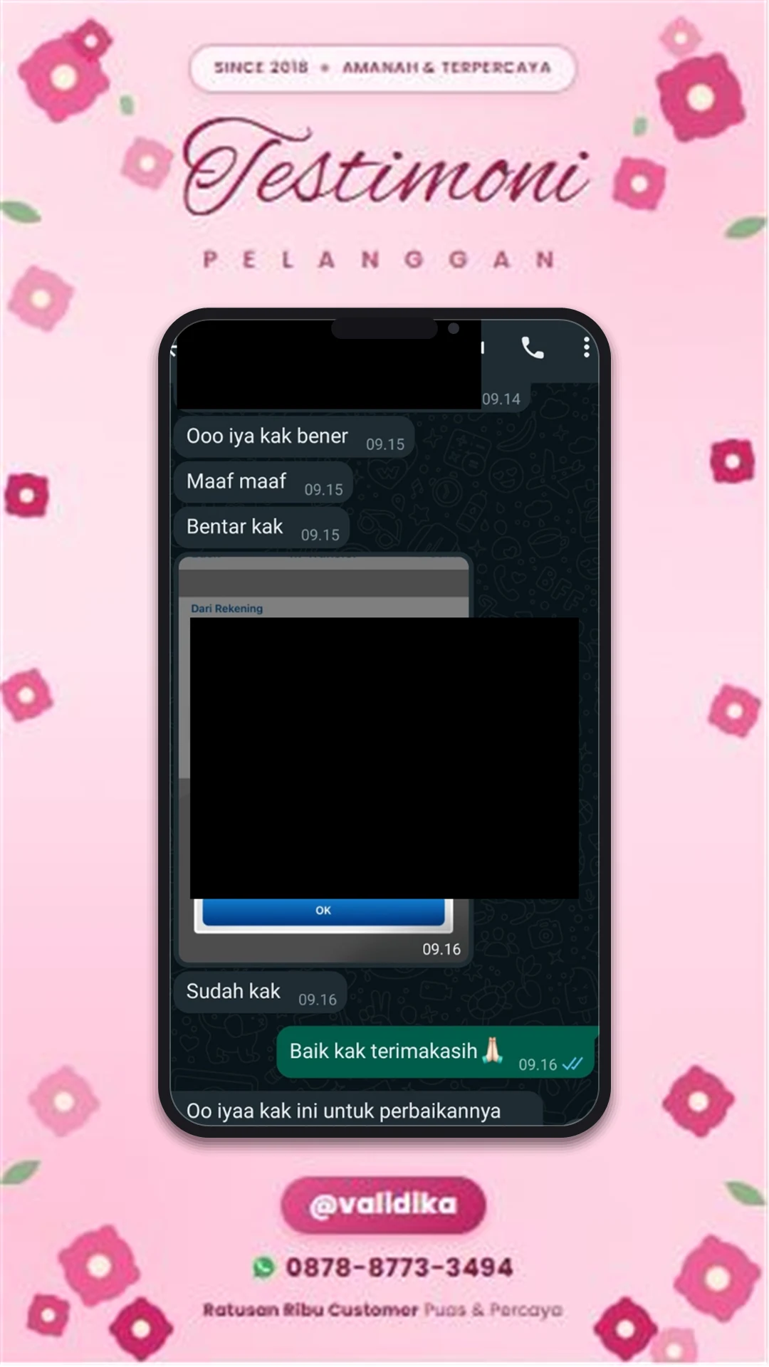 Bukti testimoni pelanggan