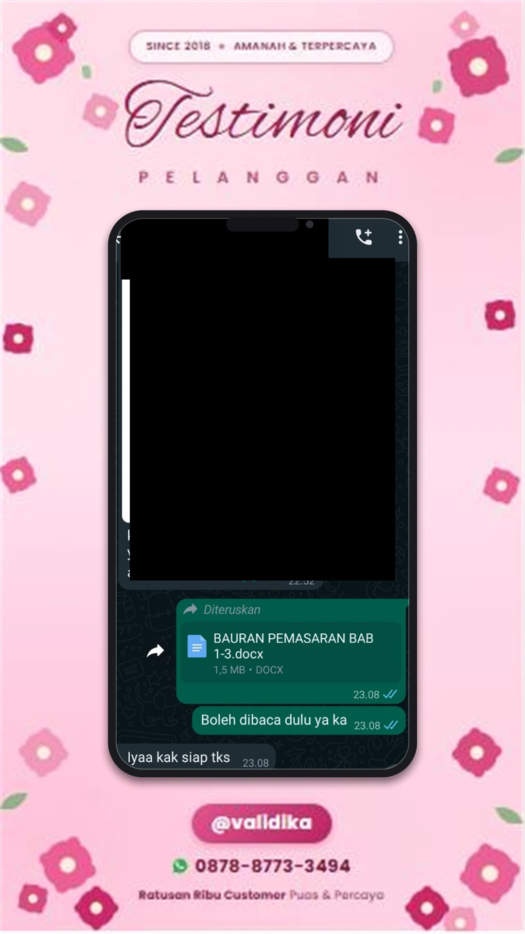 Bukti testimoni pelanggan