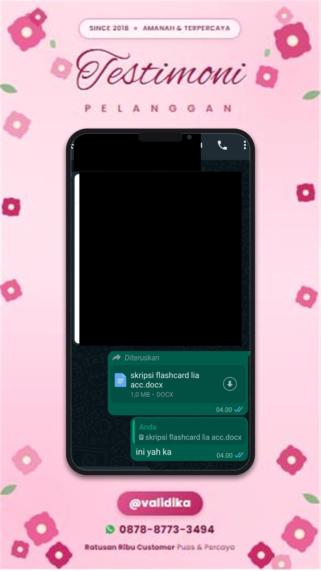 Bukti testimoni pelanggan