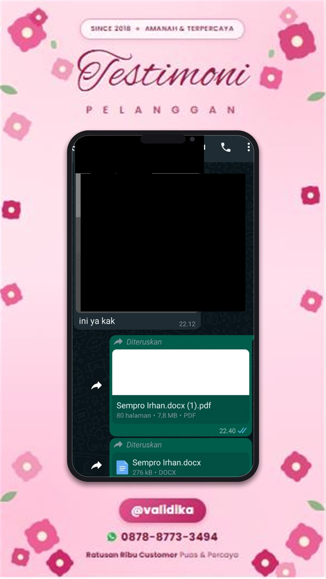 Bukti testimoni pelanggan