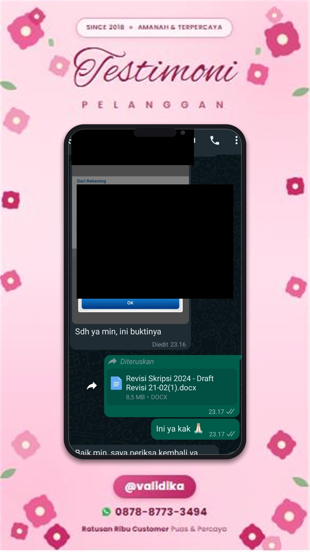 Bukti testimoni pelanggan