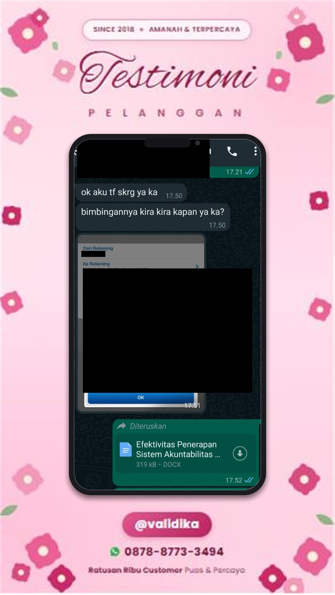 Bukti testimoni pelanggan