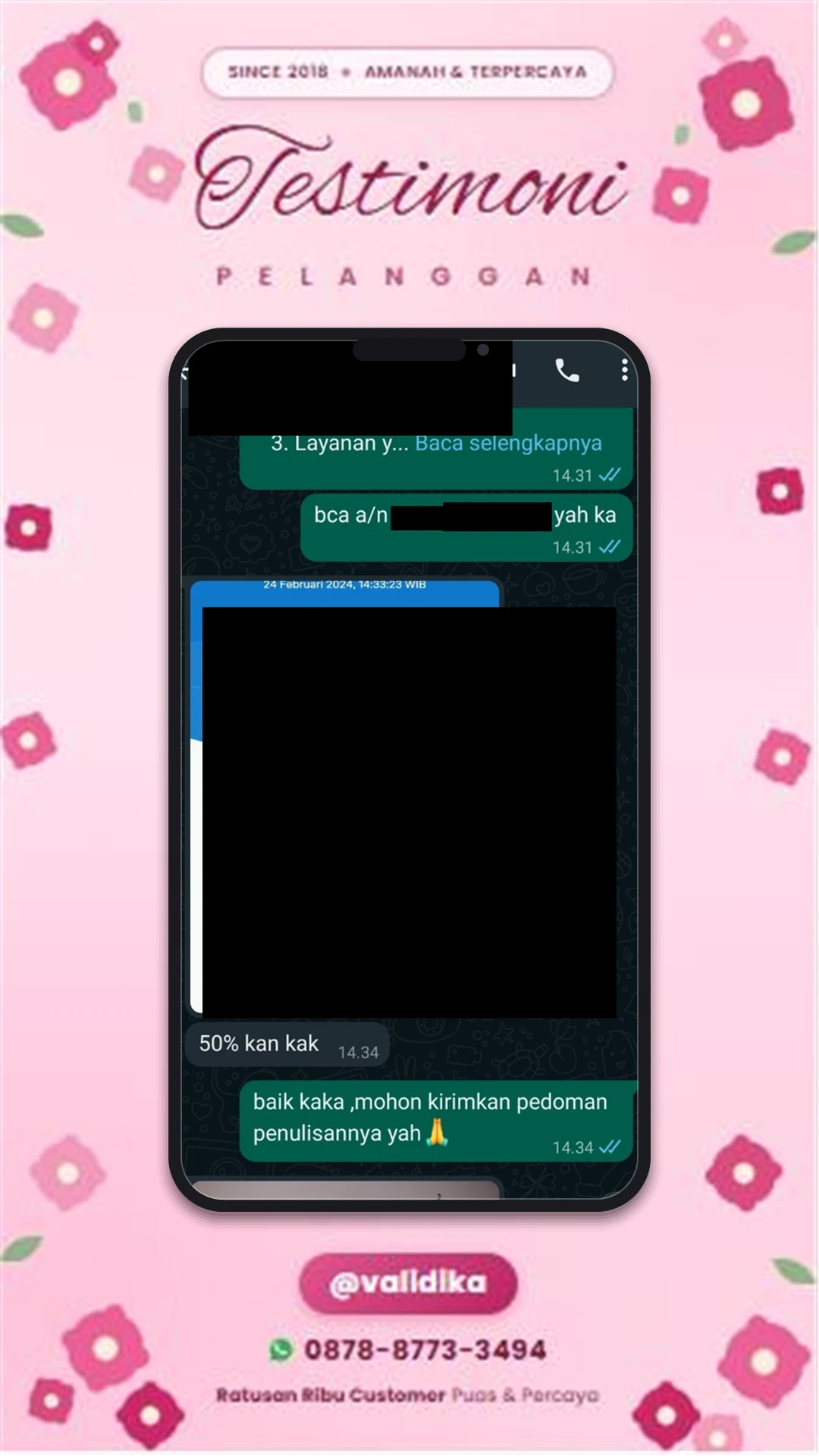 Bukti testimoni pelanggan