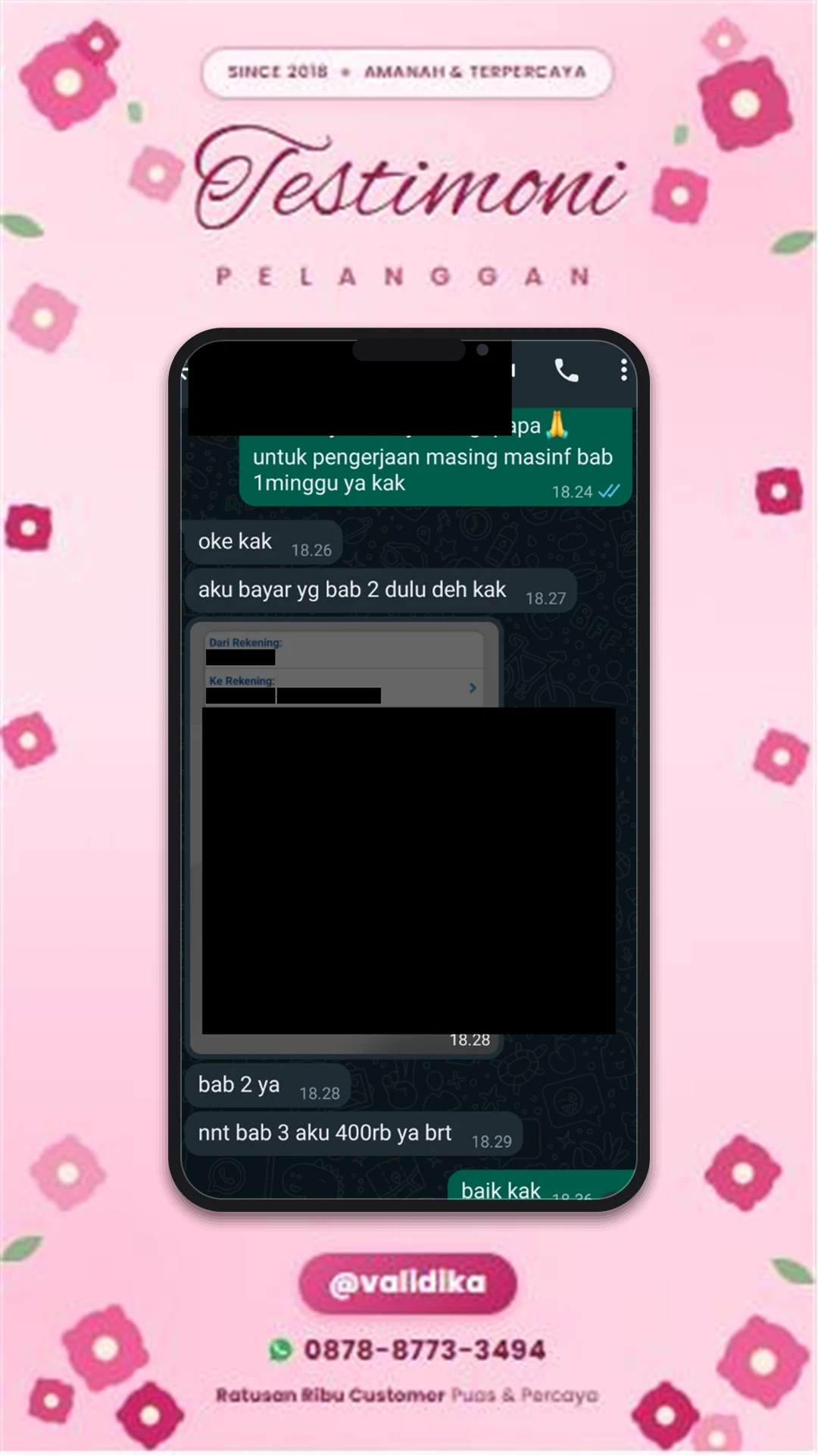 Bukti testimoni pelanggan