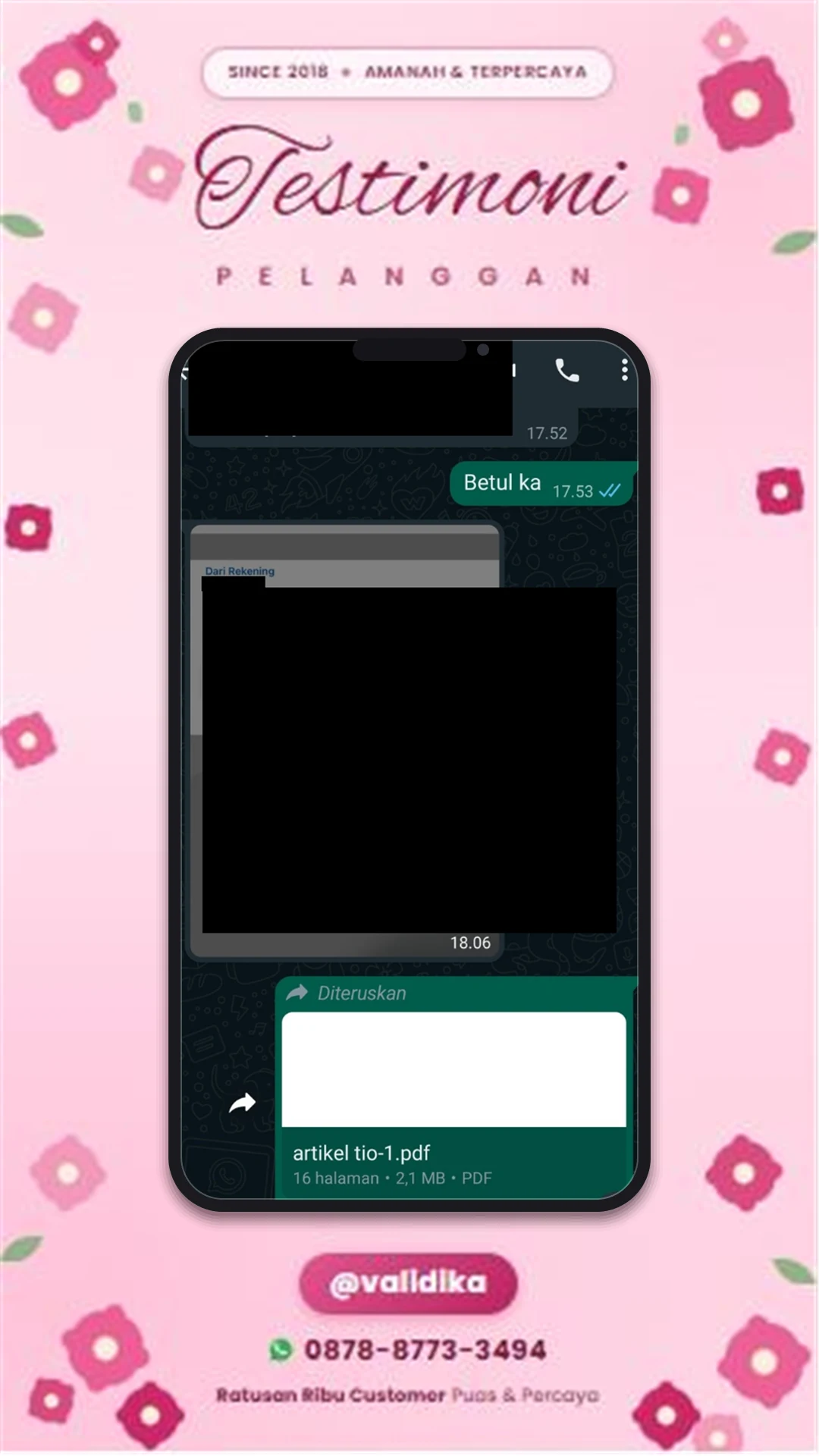 Bukti testimoni pelanggan