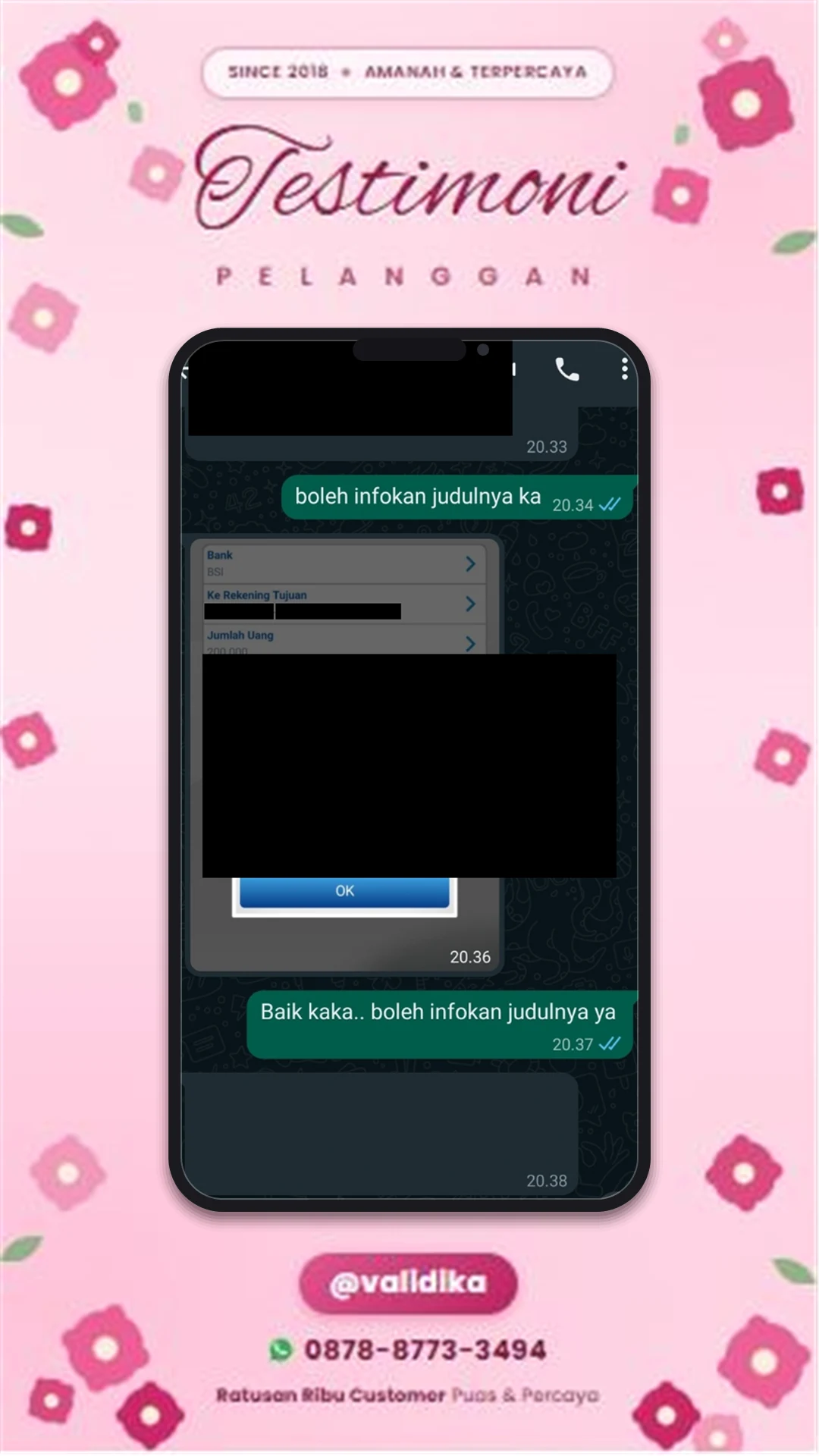 Bukti testimoni pelanggan