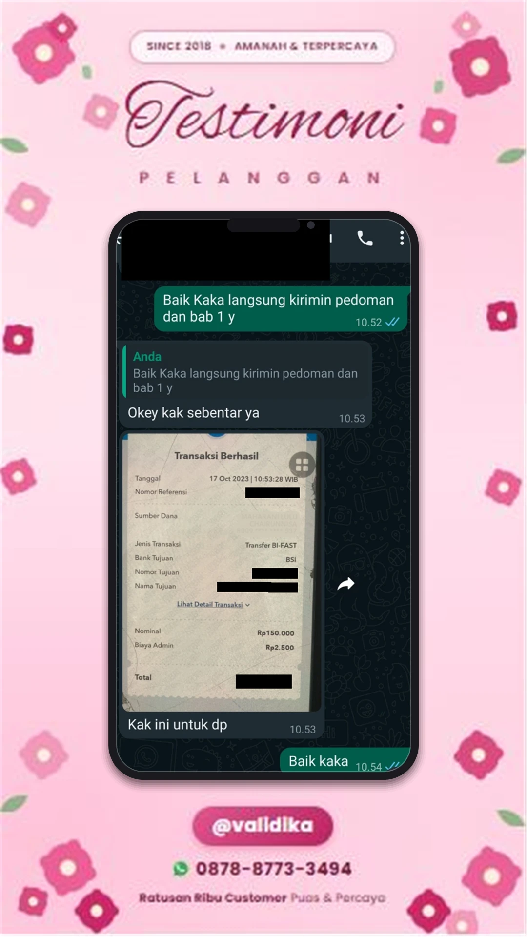 Bukti testimoni pelanggan