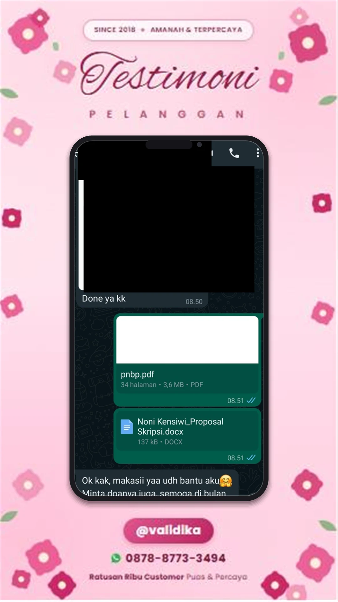 Bukti testimoni pelanggan