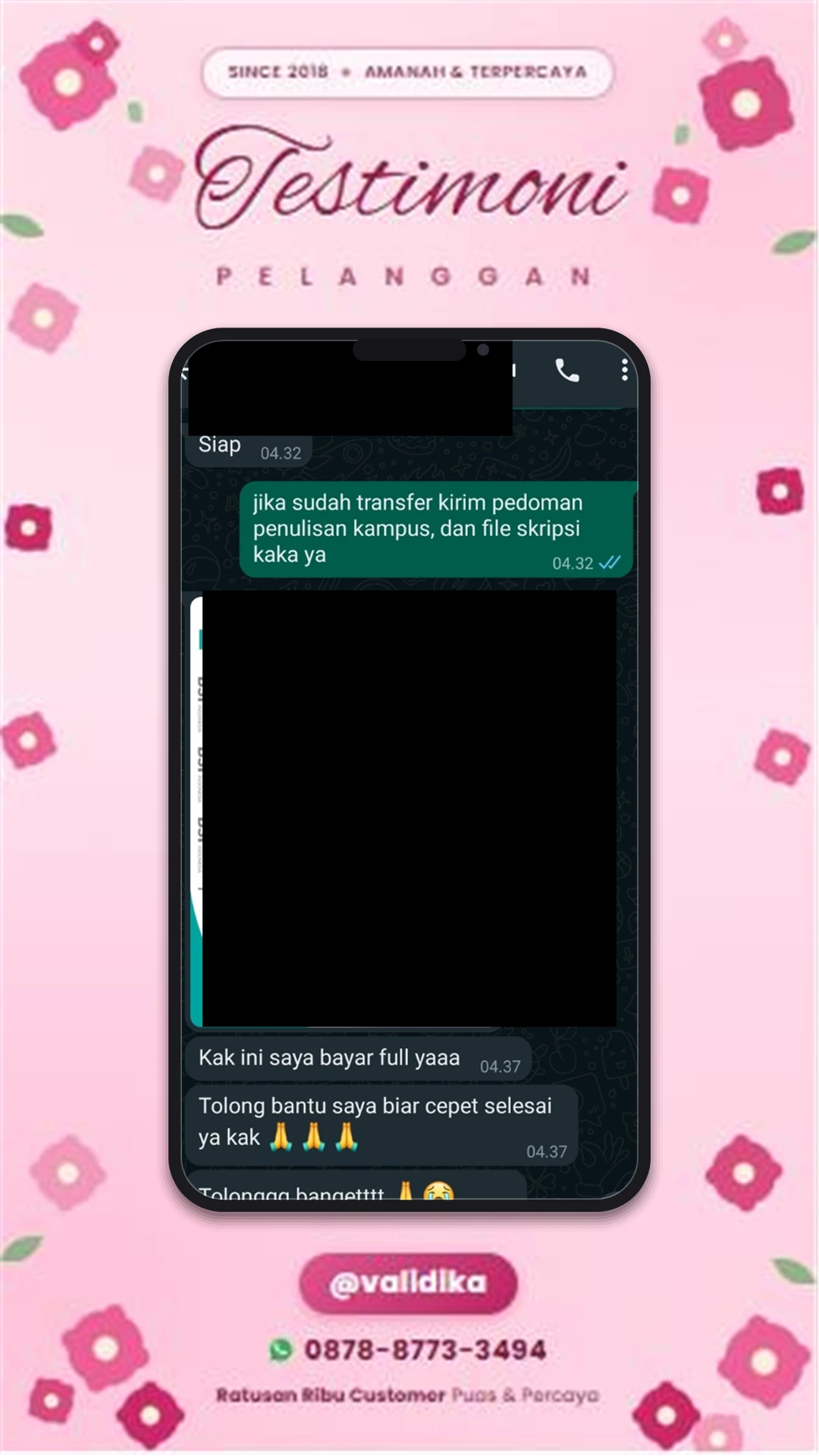 Bukti testimoni pelanggan