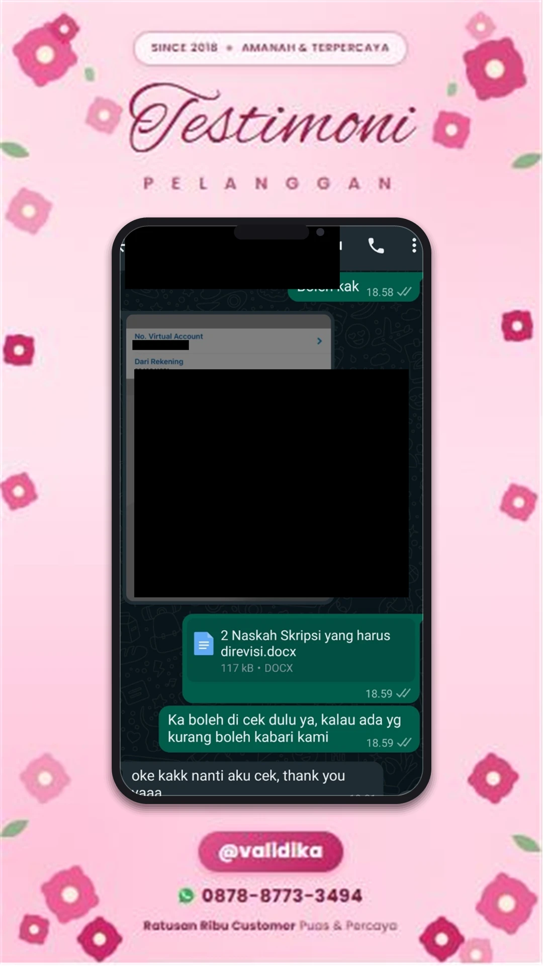 Bukti testimoni pelanggan